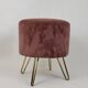 Tabouret pouf & repose pieds velours saumon