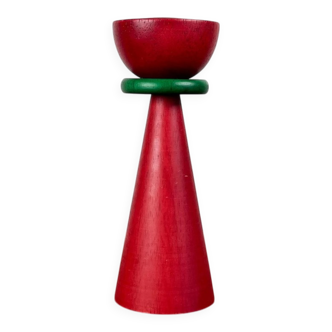 Vintage postmodern wooden candlestick, 1970s