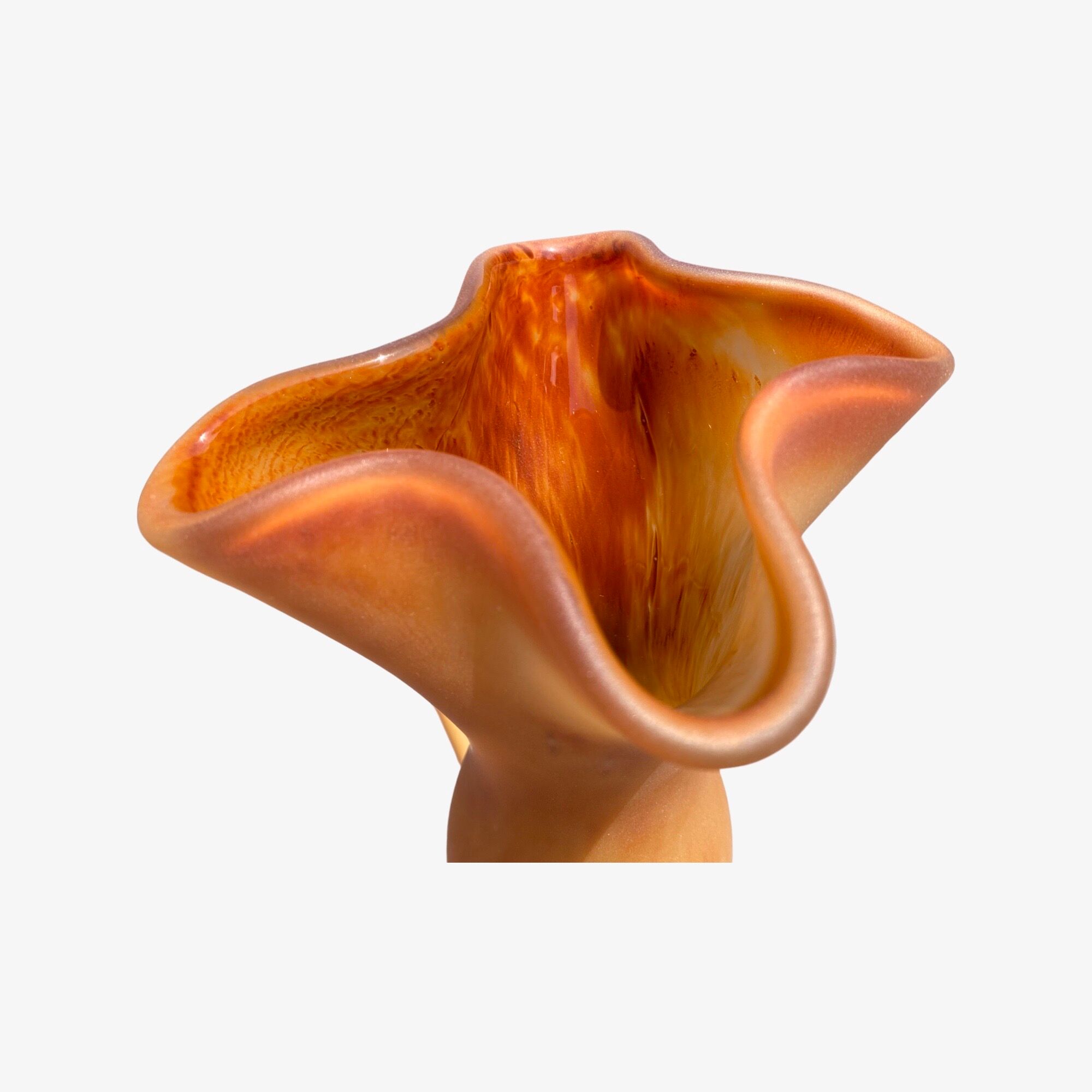 Old hand blown glass sculptures | set of 2 orange handblown home decor vases