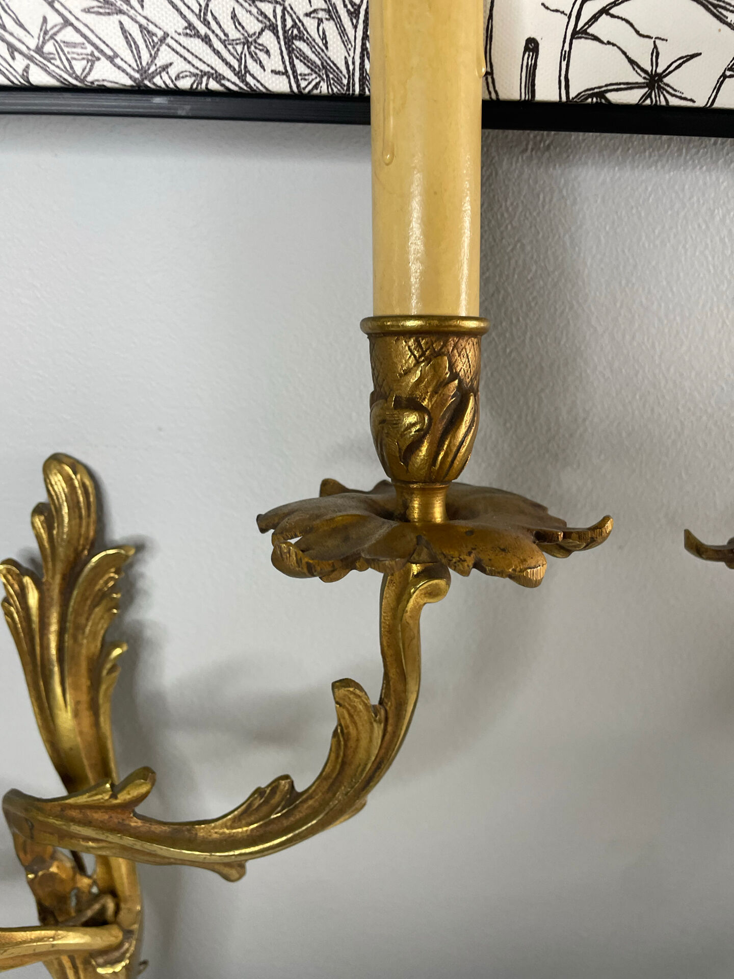 2 antique wall sconces in gilded bronze, Louis XV style