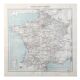 Old map of France in 1950, 43x43cm.
