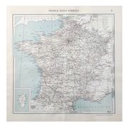 Old map of France in 1950, 43x43cm.