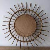 Miroir soleil en rotin vintage