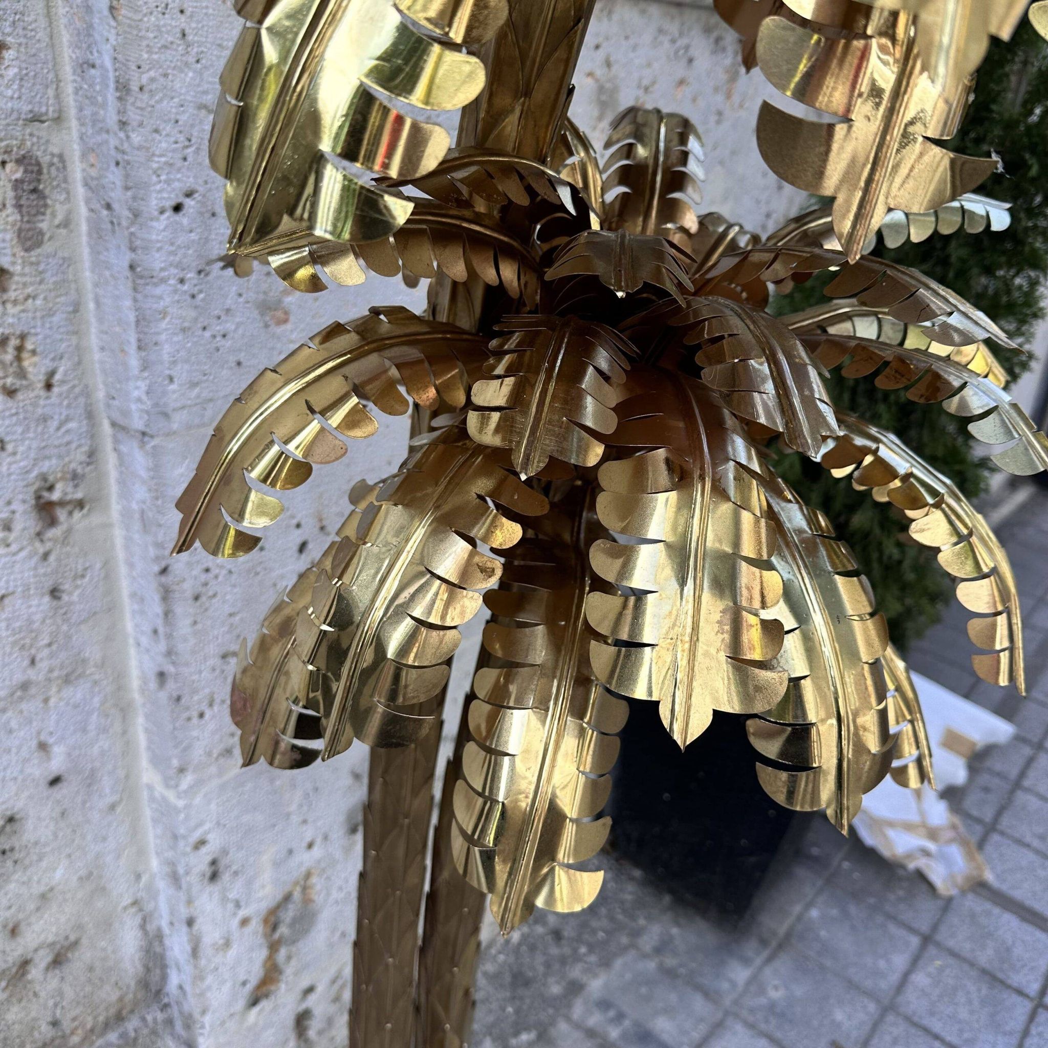 "Palm Trees" floor lamp, Christian Techoueyres for Maison Jansen, gilded brass, 1970s – France