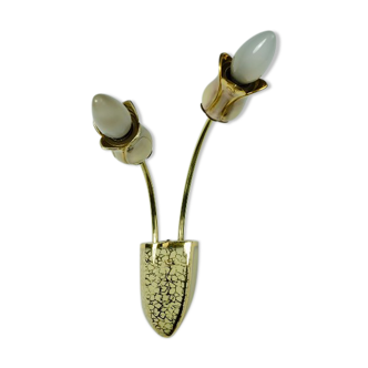 Mid century 2-light ceramic and brass sconce 1950s