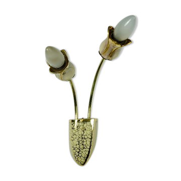 Mid century 2-light ceramic and brass sconce 1950s
