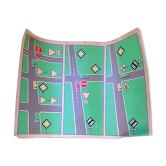 Former ecolauto Lyon-Paris school car poster, cardboard.