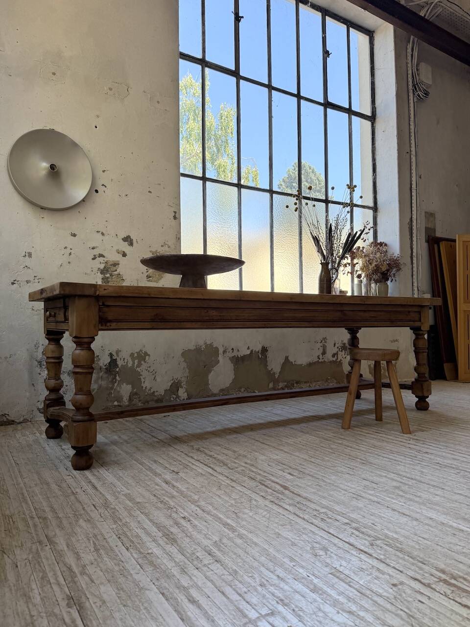 Solid oak drapery farmhouse table 2m5 XL