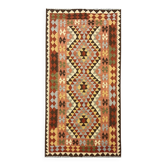 Geometric Kilim Runner Rug, Handmade Wool Contemporary Rug 185 x 103 cm