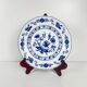 Set of 5 dessert plates with blue onion pattern by Wellco, porcelain.