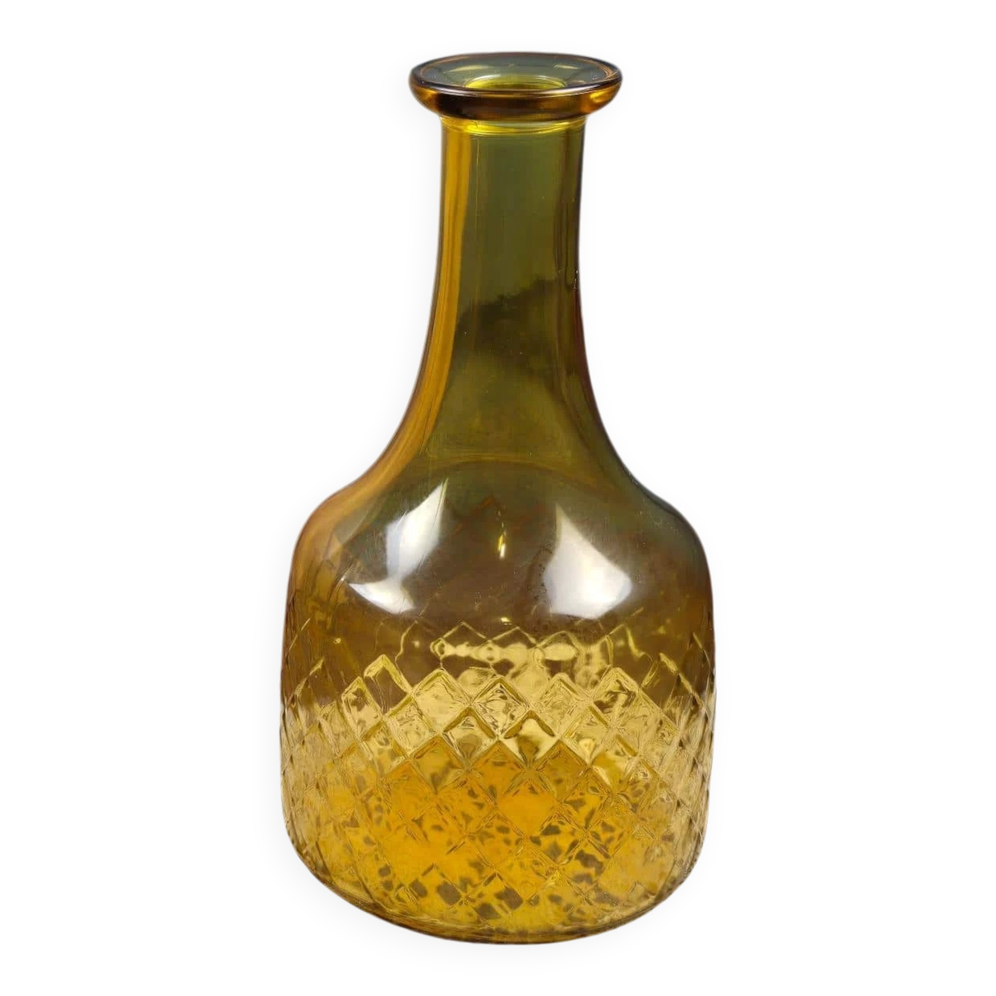 Vintage amber glass carafe with diamond pattern – Retro soliflore