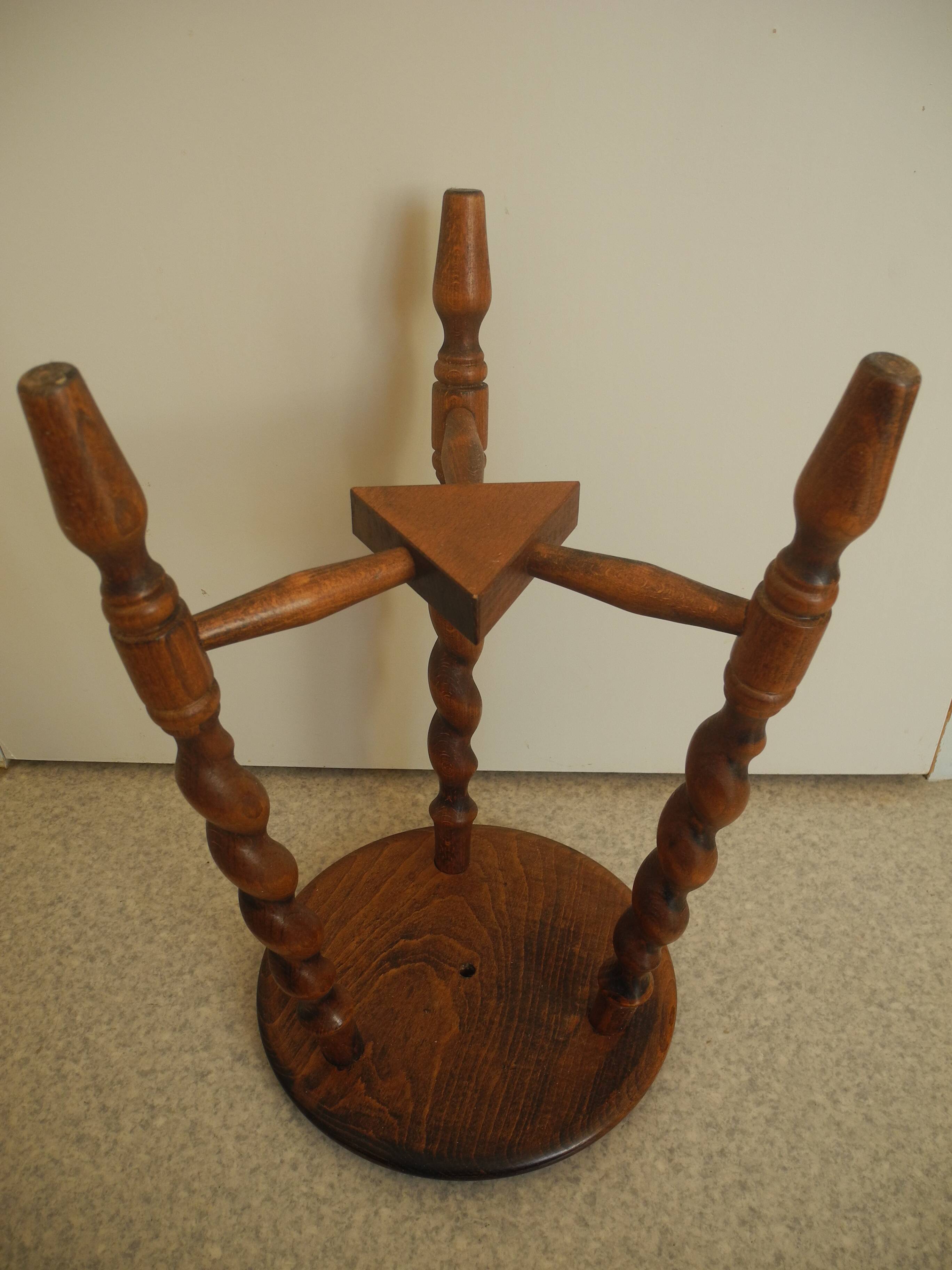 vintage wooden turned stool brutalist decor