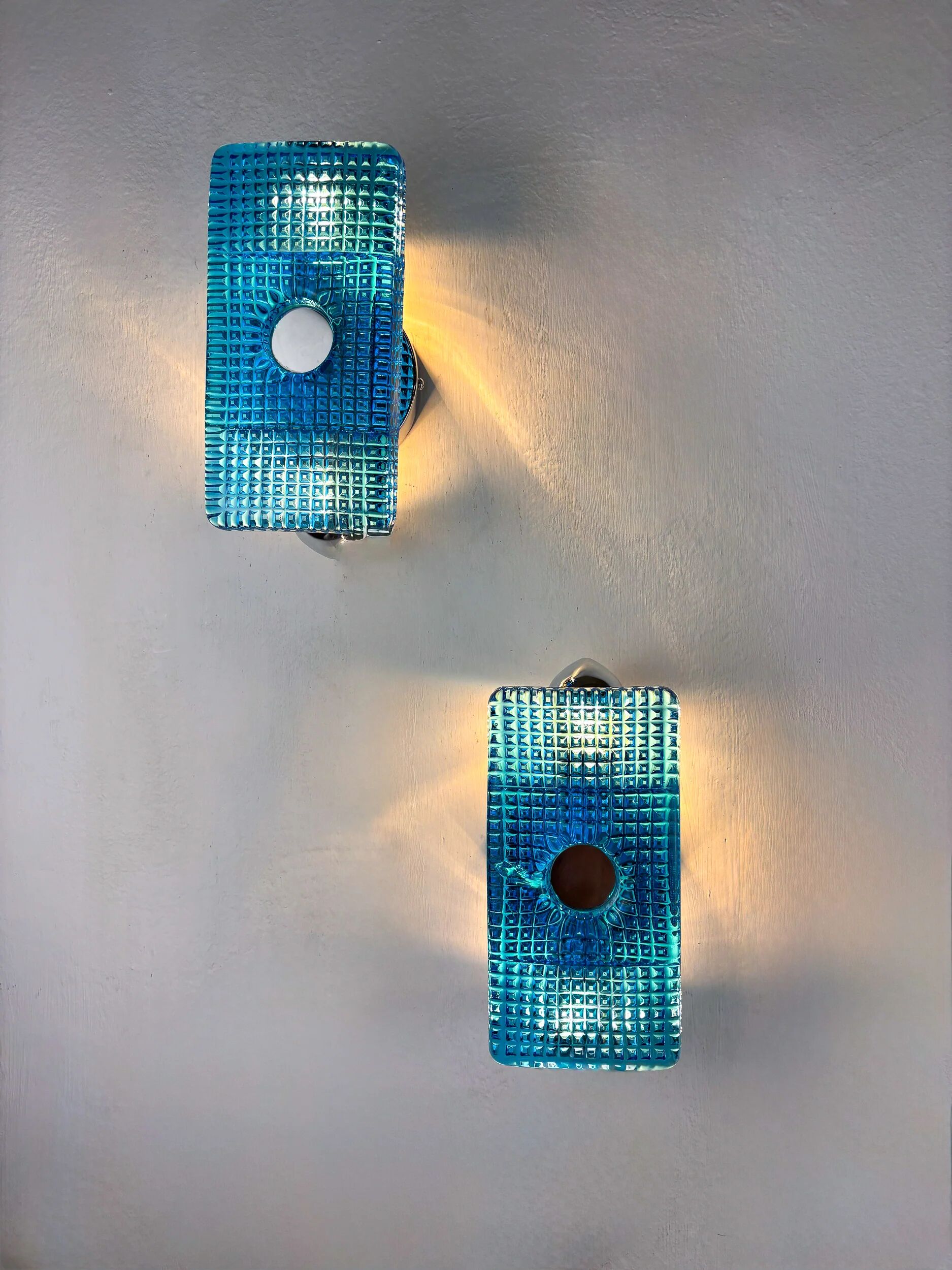 Pair of Space Age Blue Murano Glass Wall Sconces, Italy 1970s