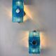 Pair of Space Age Blue Murano Glass Wall Sconces, Italy 1970s