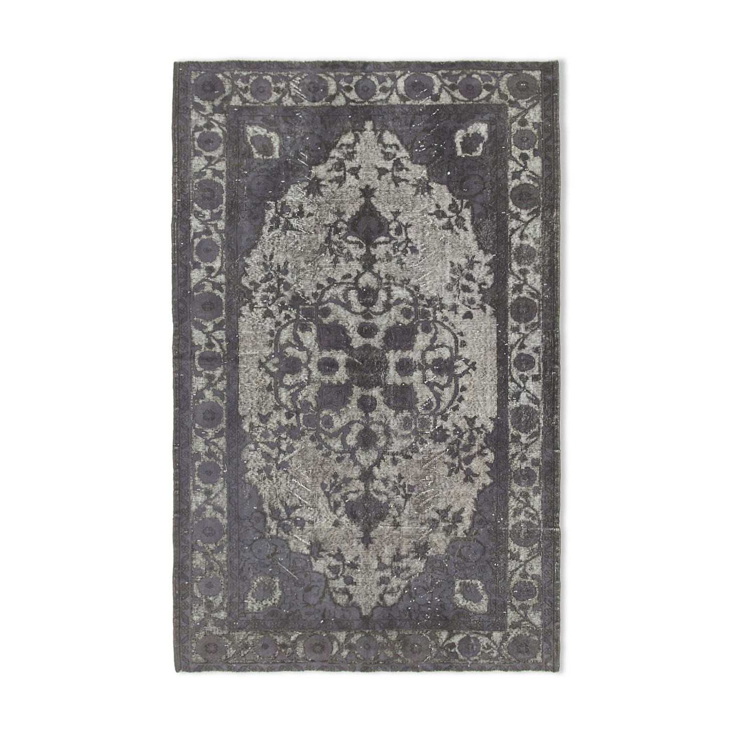 Handmade contemporary oriental 1970s 172 cm x 268 cm grey rug