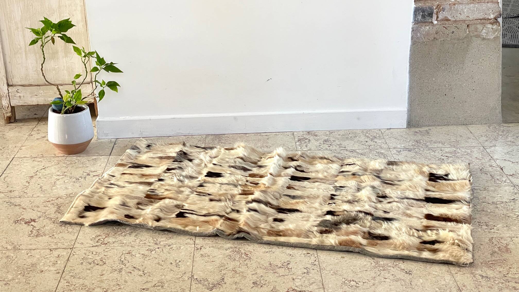 RUG Skin 1970s Beige-Brown - 56 x 107cm