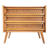 Vintage rattan chest of drawers, antique furniture