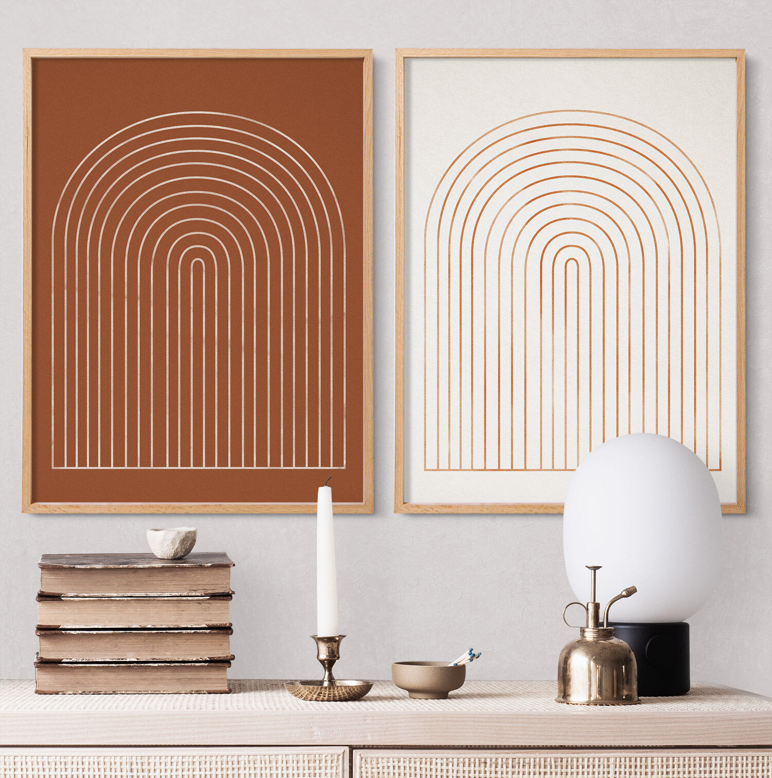 Pair of giclee prints, abstract wall art set of two, 50x70cm