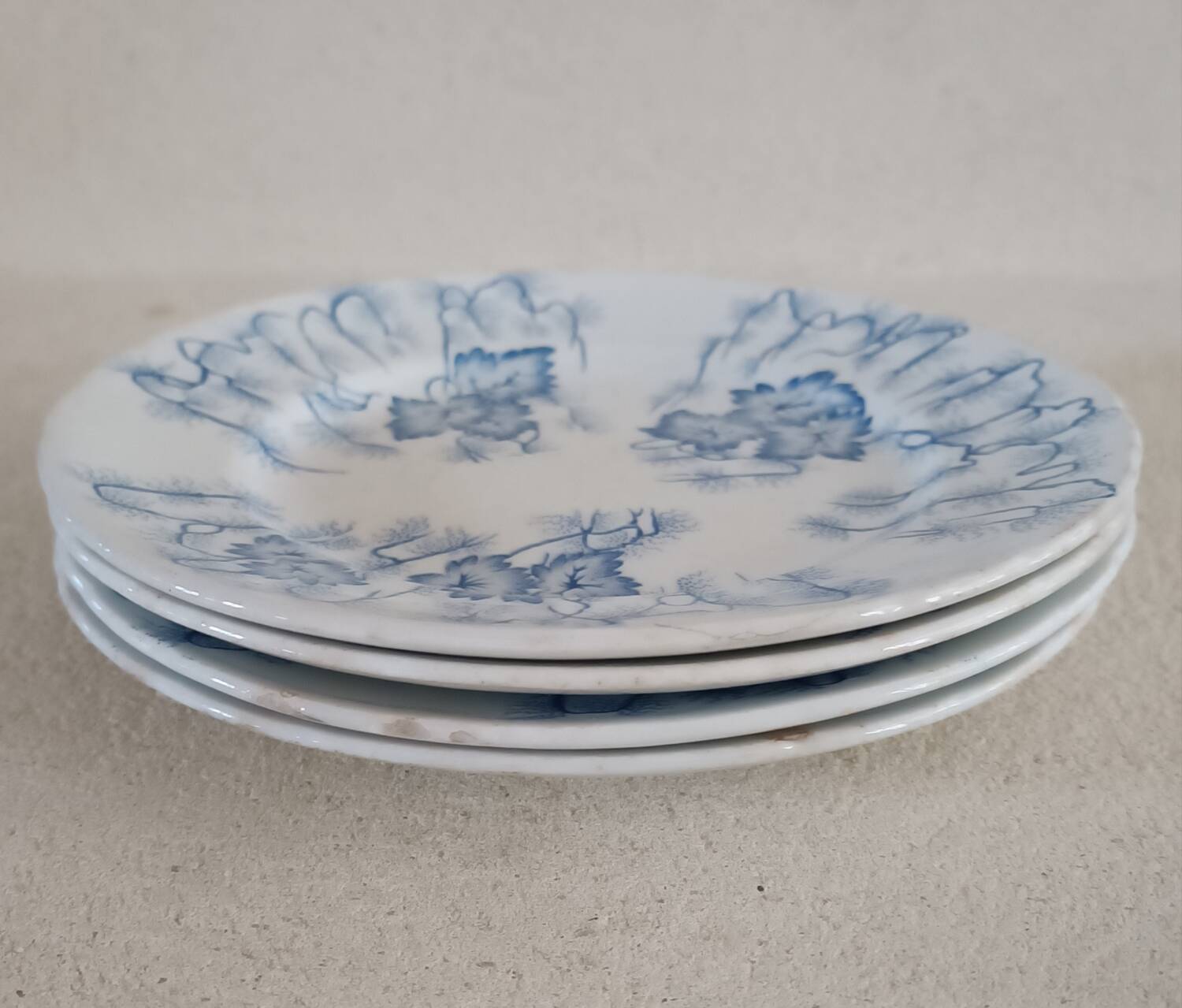 4 assiettes Creil-Montereau modèle Flora Lichen