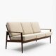 Scandinavian 3-seater sofa by Grete Jalk for Poul Jeppesen, 1960.