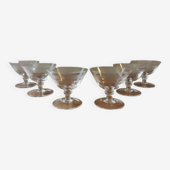 6 old crystal Champagne glasses