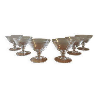 6 old crystal Champagne glasses