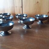 6 vintage stainless steel ice cream cups, France