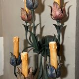 Wall lamp six lights, hand painted metal, France of the 30s