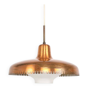 Vintage copper and glass pendant lamp by Jørn Utzon, 1940s