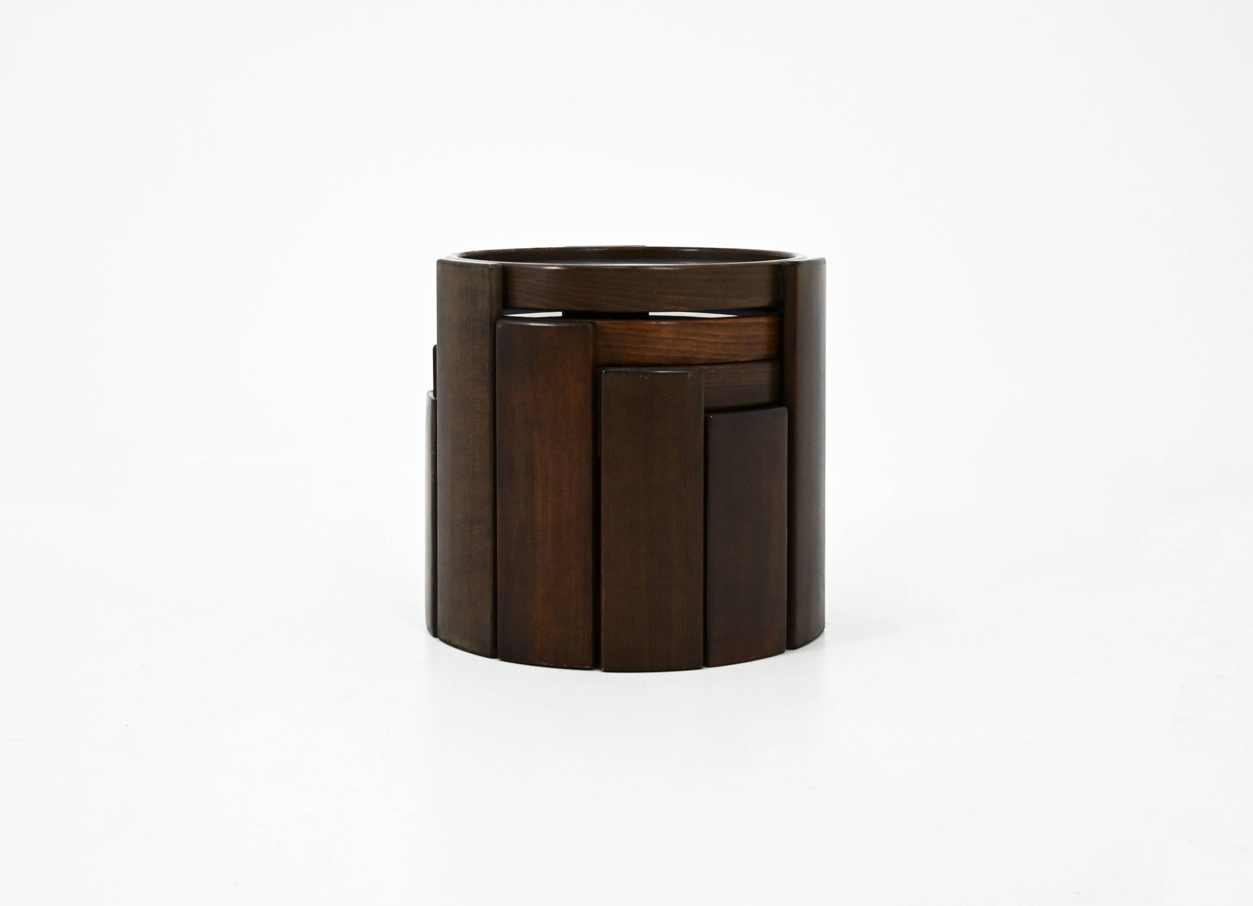 Nest tables model 780, created by Gianfranco Frattini for Cassina, year