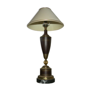 lampe carcel XIXeme tôle et marbre transformée en lampe électrique