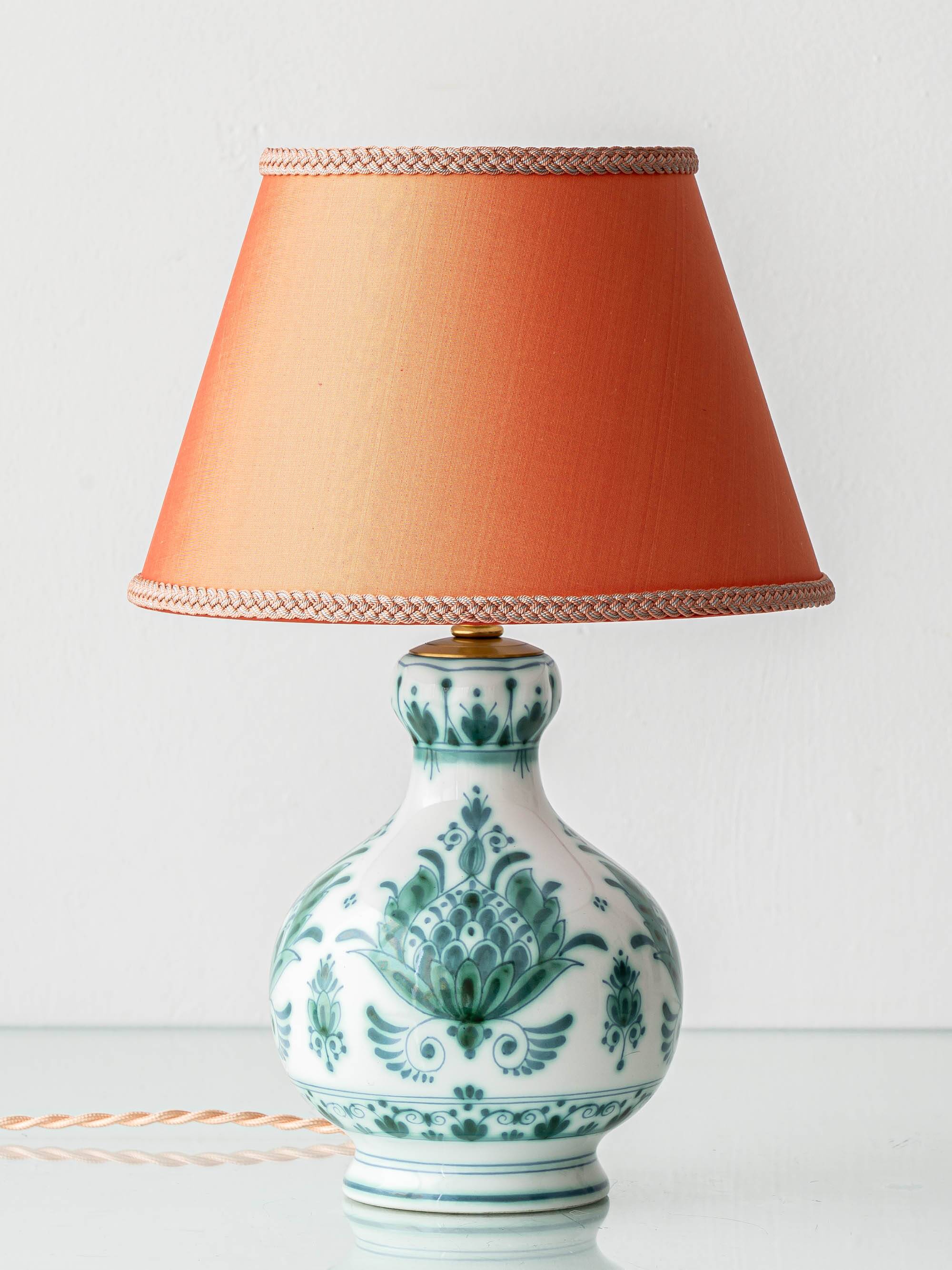 Lampe de table en céramique botanique Delvert Teal Royal Delft, 1970