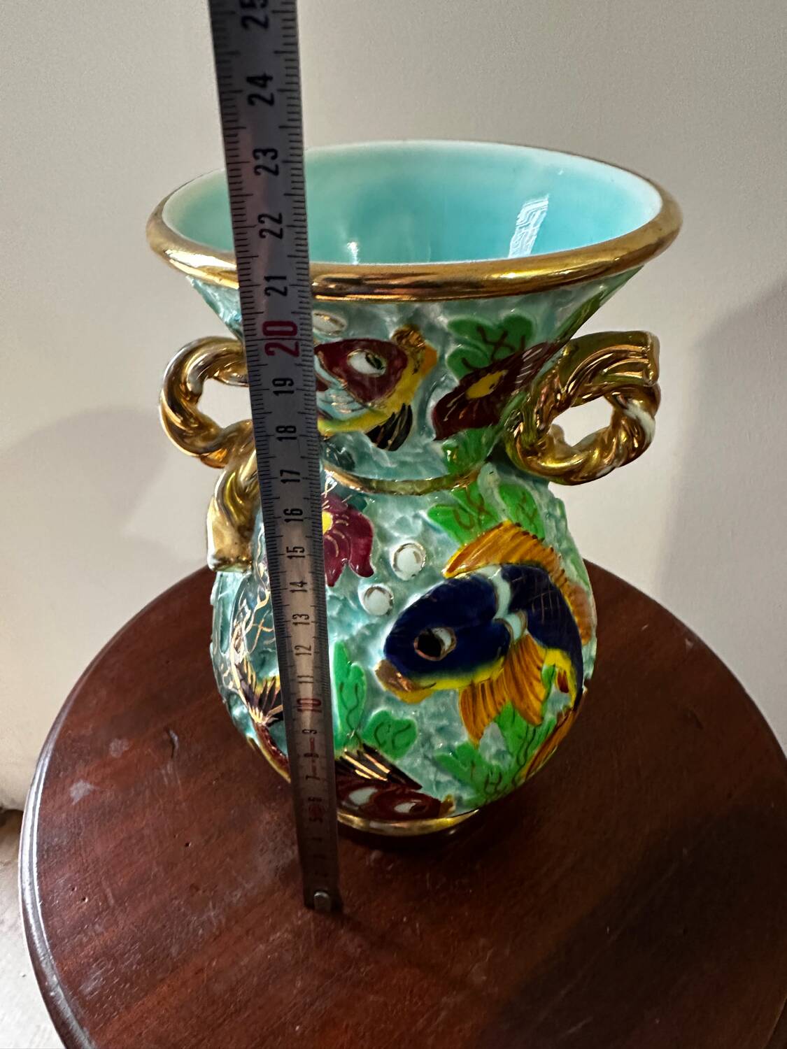 Cerdazur Monaco vase in ceramic with fish decoration