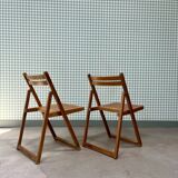 Pair of 70s wooden folding chairs