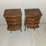 Pair of Louis XV style bedside tables in marquetry