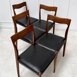 Set of 5 Danish teak chairs
