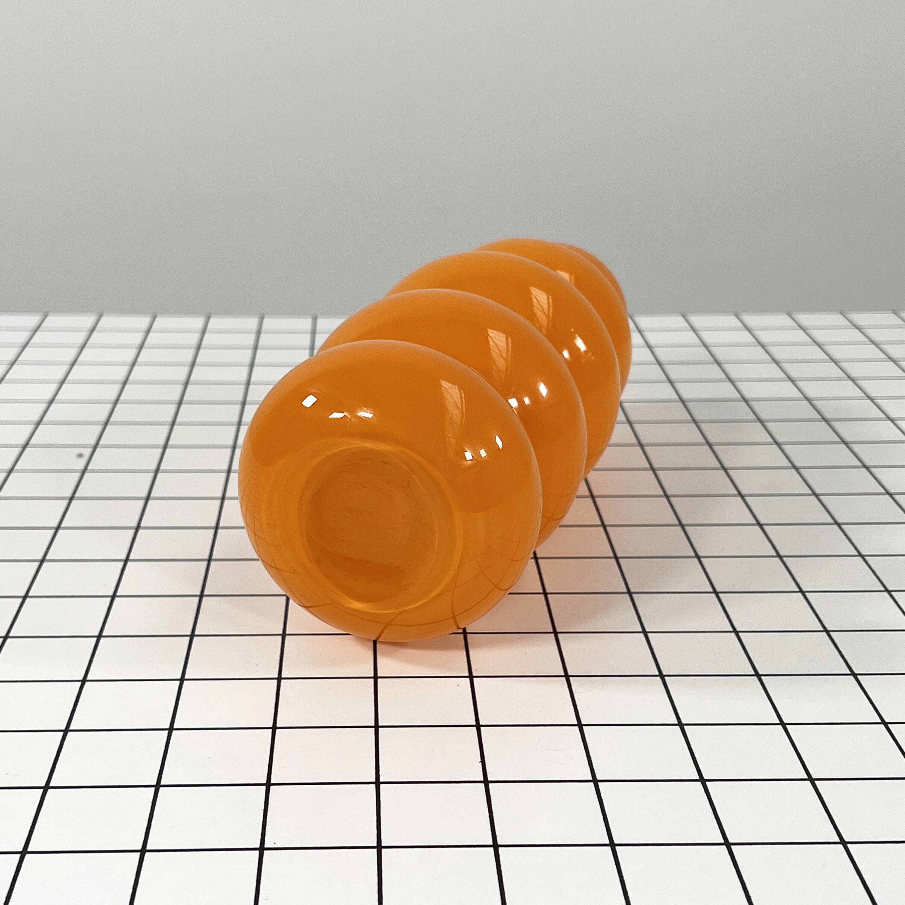 Orange Wavy Glass Vase, 1980