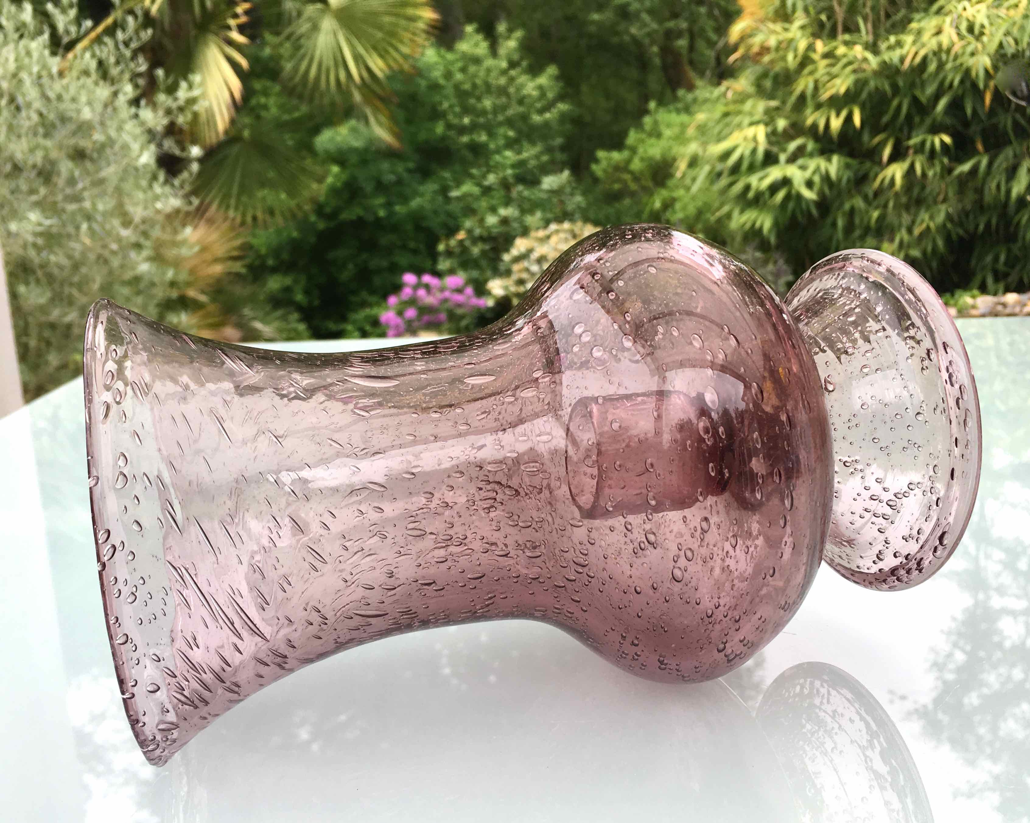 Photophore bruyère verre soufflé bullé