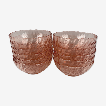 12 pink Arcoroc bowls