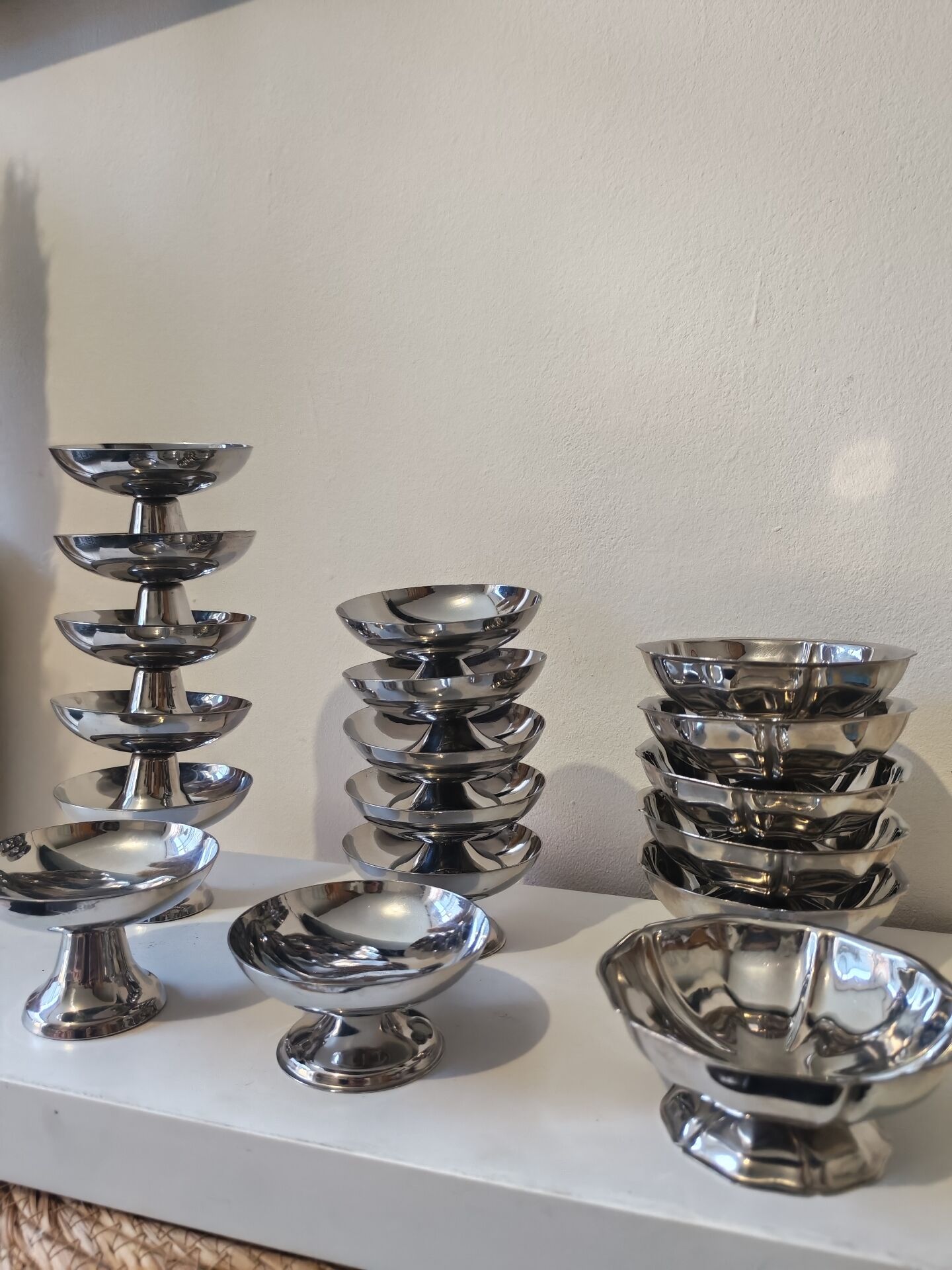18 low sorbet cups in stainless steel chrome