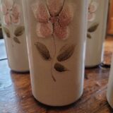 Set of 6 stoneware mazagrans with relief floral decoration – 1980s