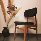Series of 6 vintage chairs Stella imitation leather and wood