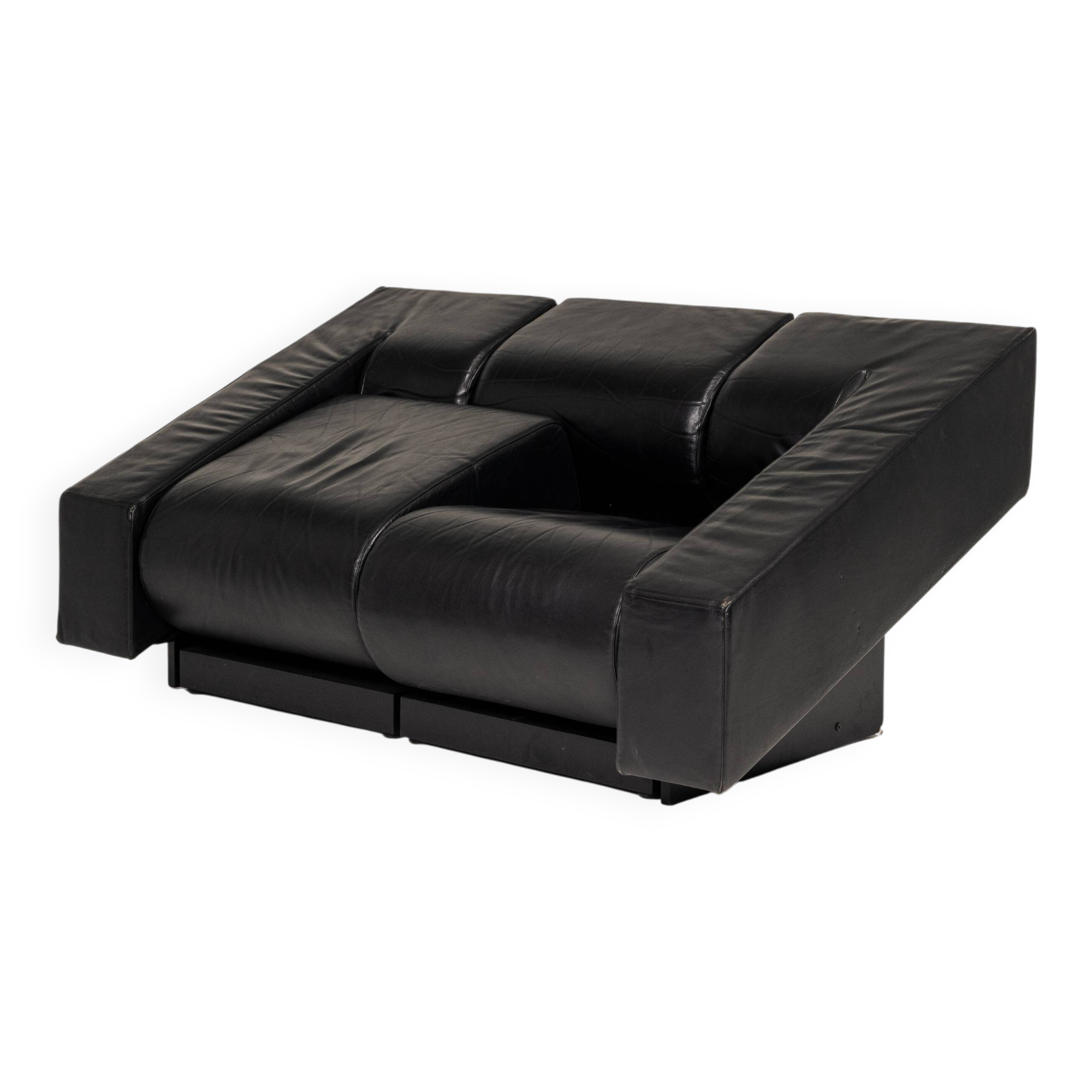 Obliqua two-seater leather sofa, Mario Botta, 1980s