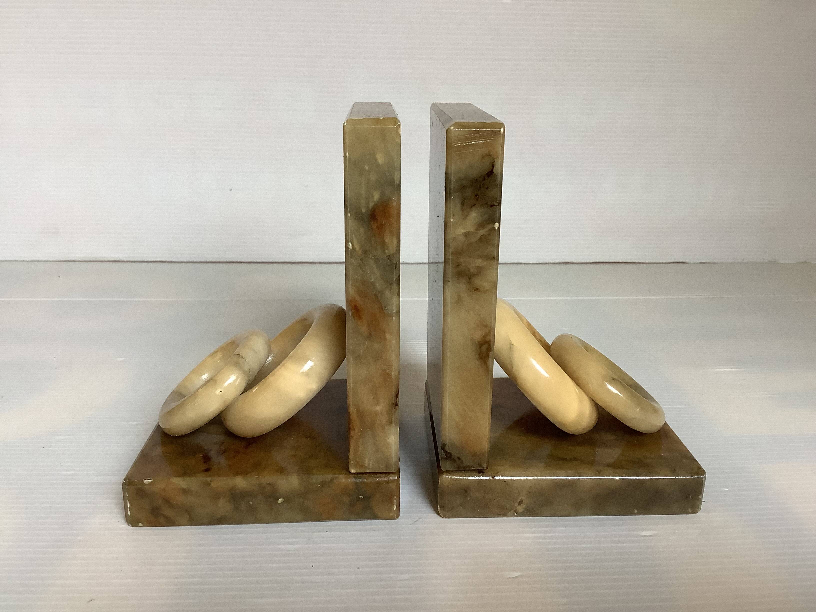 Pair of onyx marble ring bookends