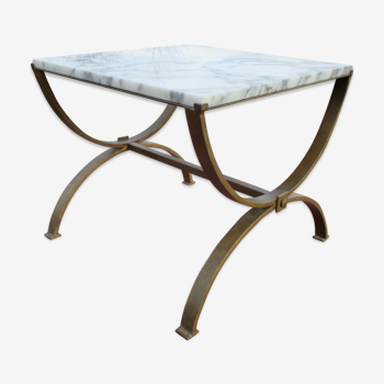 Table basse design des années 60/70 en marbre & fer forgé