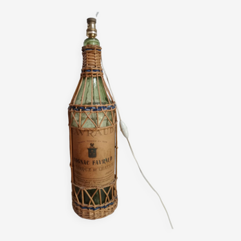 Bottle lamp and vintage woven rattan