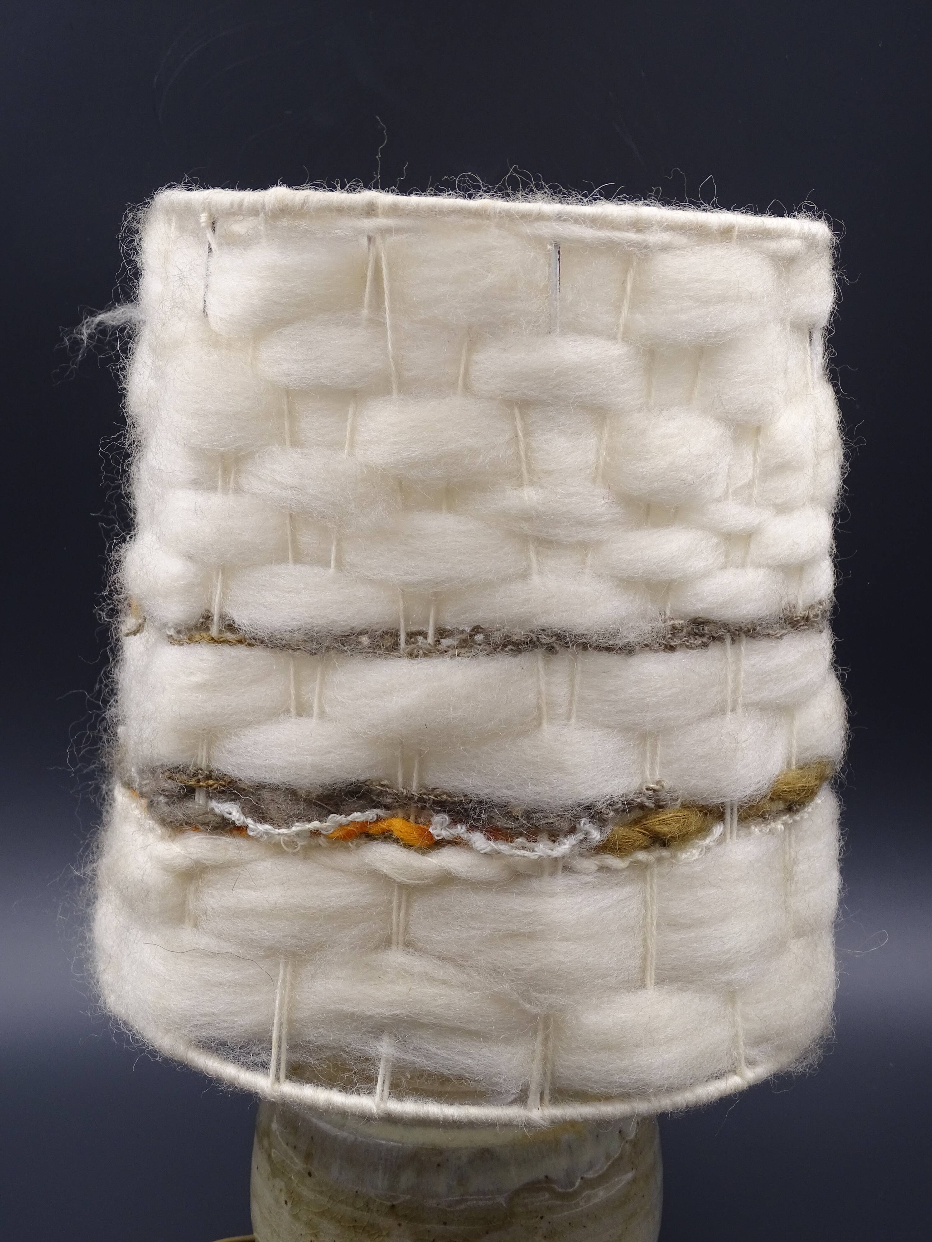 Pair of bedside lamps in stoneware and wool lampshades - Vintage around 1970