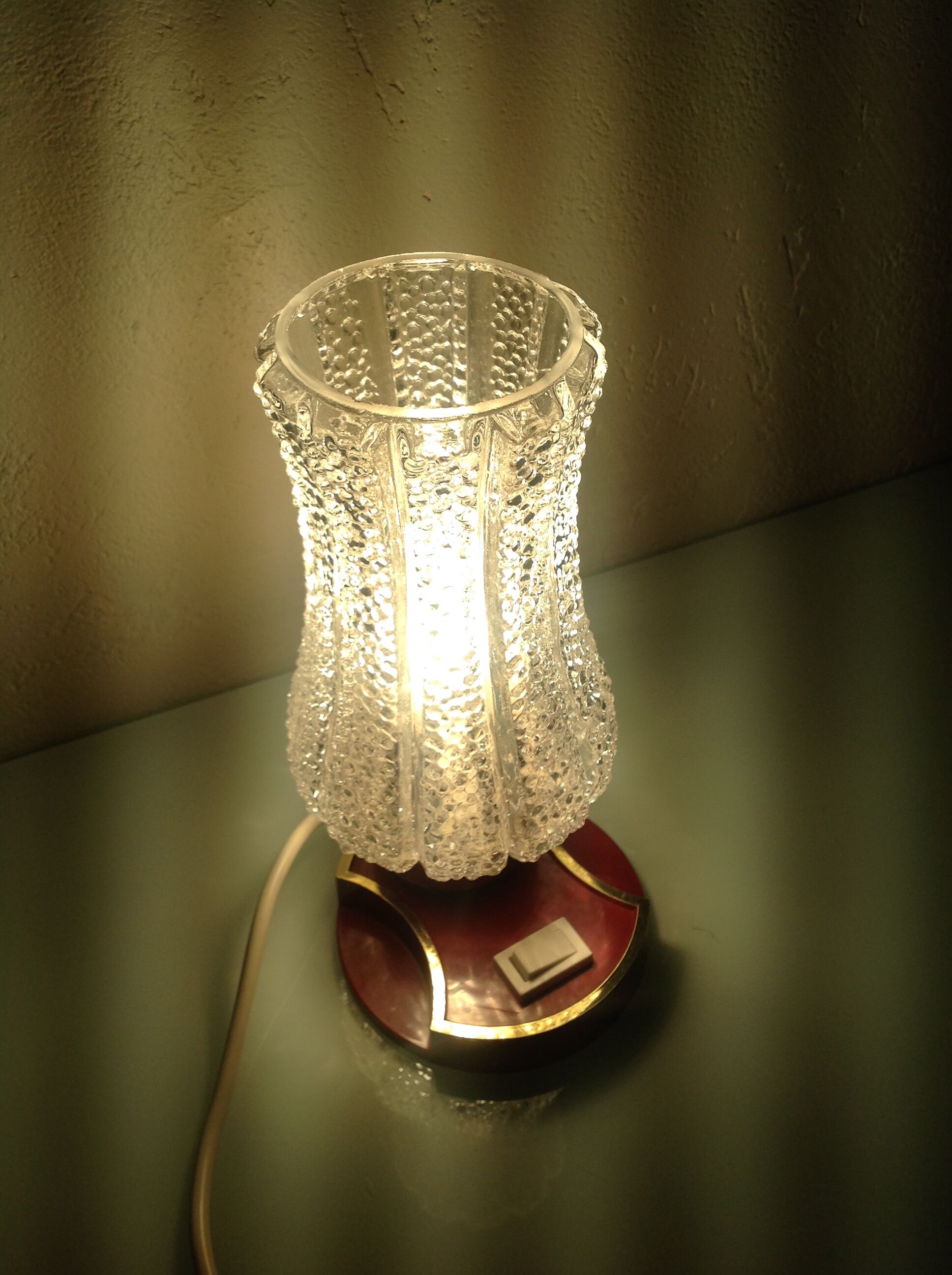 Vintage bedside lamp, tulip glass, 60s-70s