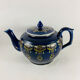 Teapot Earth to Fire Sainte-Uze Cobalt Blue Gold Relief Enamels 19th Century 80cl
