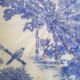 Asian earthenware dish with floral and bird decoration